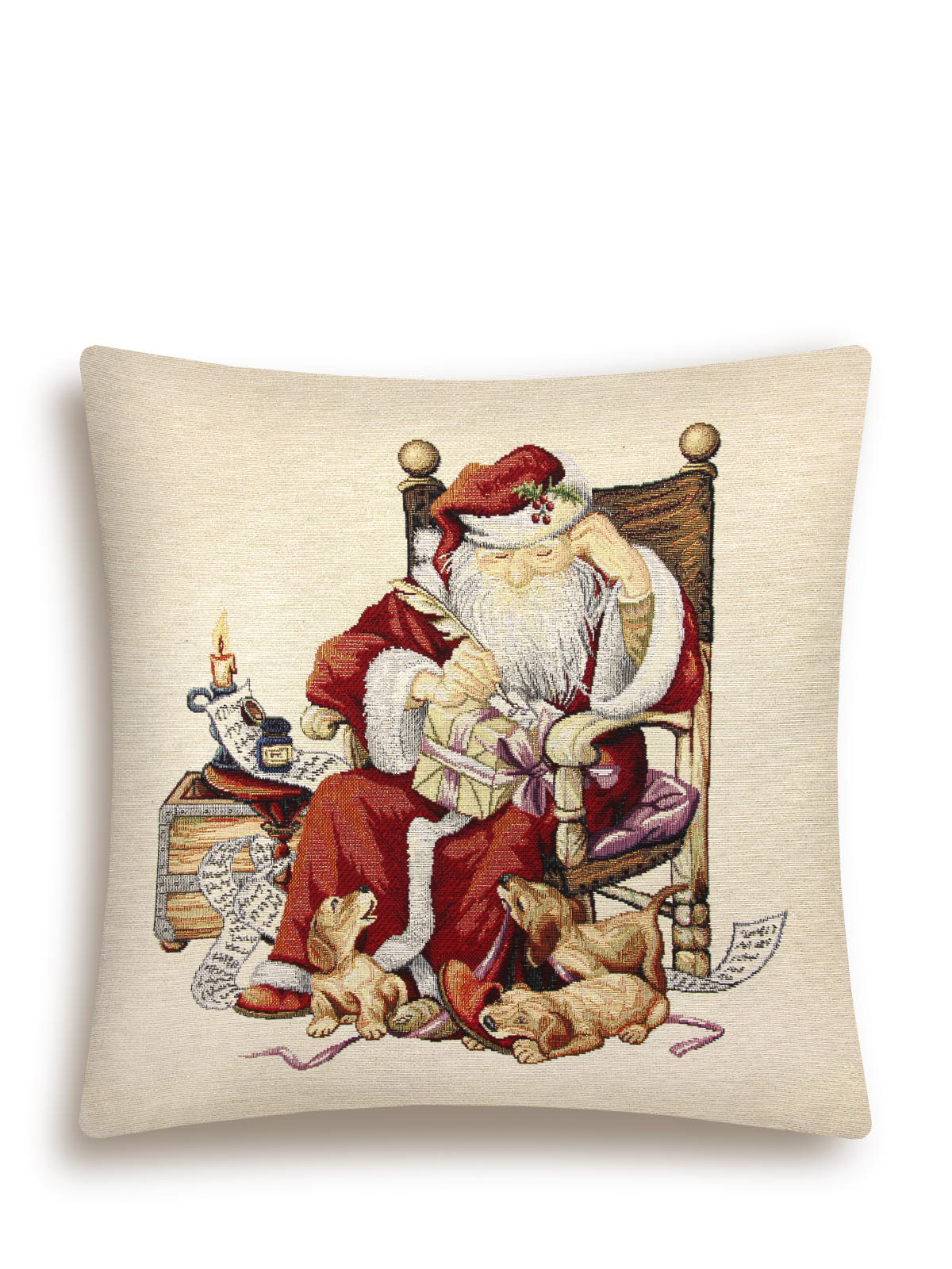 Дед Мороз и щенки Люрекс Наволочка 45х45 см 2104453