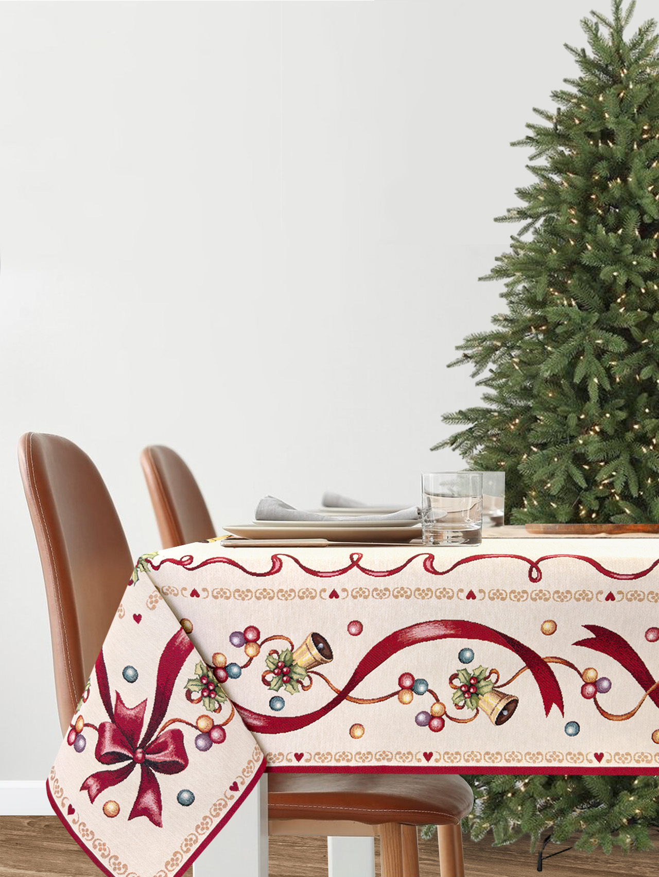 Красные бантики Скатерть 140х240 см 2101046