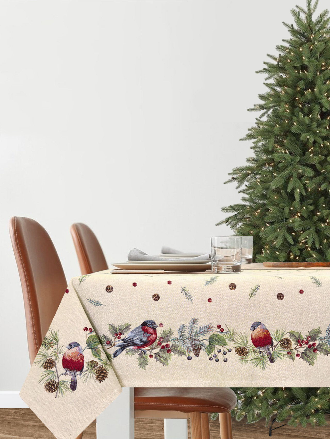 Новогодние друзья Снегири Скатерть 140х280 см 2104579