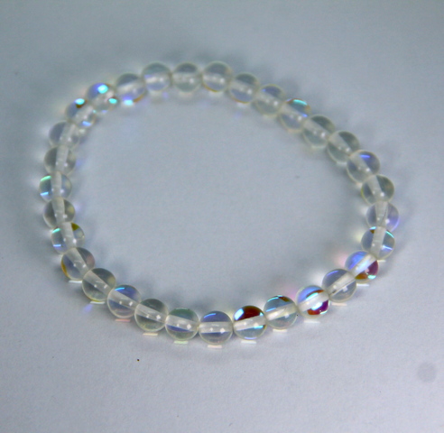 10-184 Браслет на резинке опал синтетический 6 мм