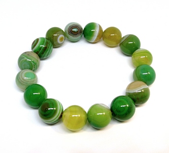 10-09 Браслет на резинке агат зеленый микс 10 мм