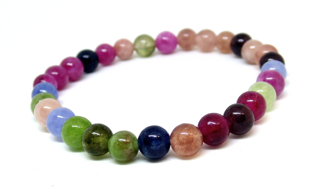 10-161 Браслет на резинке турмалин микс 6 мм