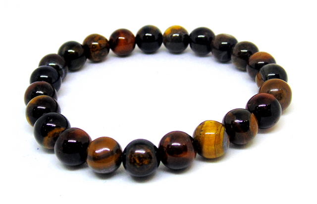 10-153 Браслет на резинке три глаза (бычий,тигровый,соколиный) 8 мм