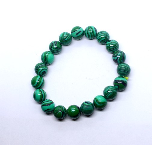 10-44 Браслет на резинке малахит 10 мм