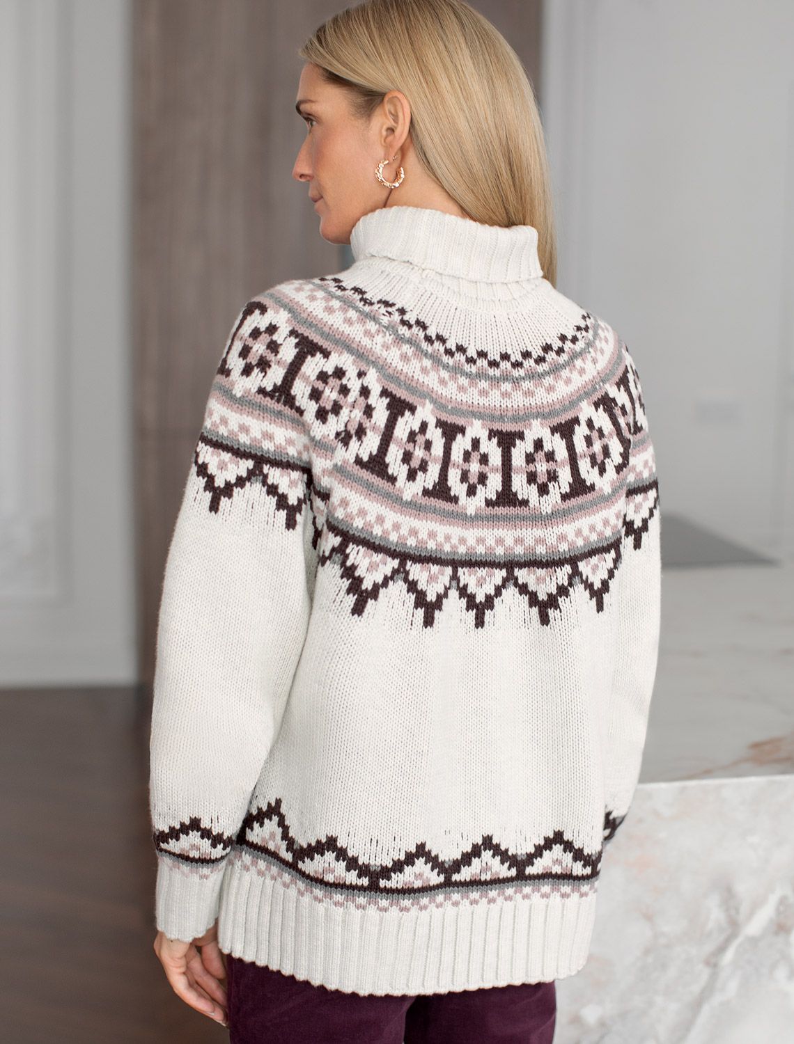 Свитер фактурной вязки из хлопка с акрилом