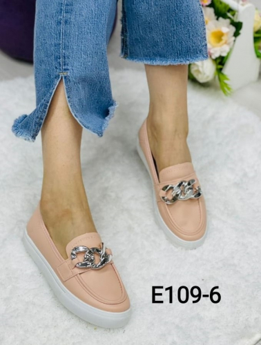 Fashion T-E109-6Z Мокасины женские пудра иск кожа