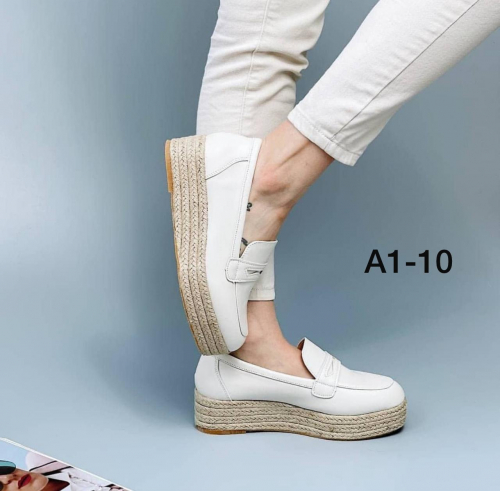 Aelida A1-101 Мокасины женские бел иск кожа