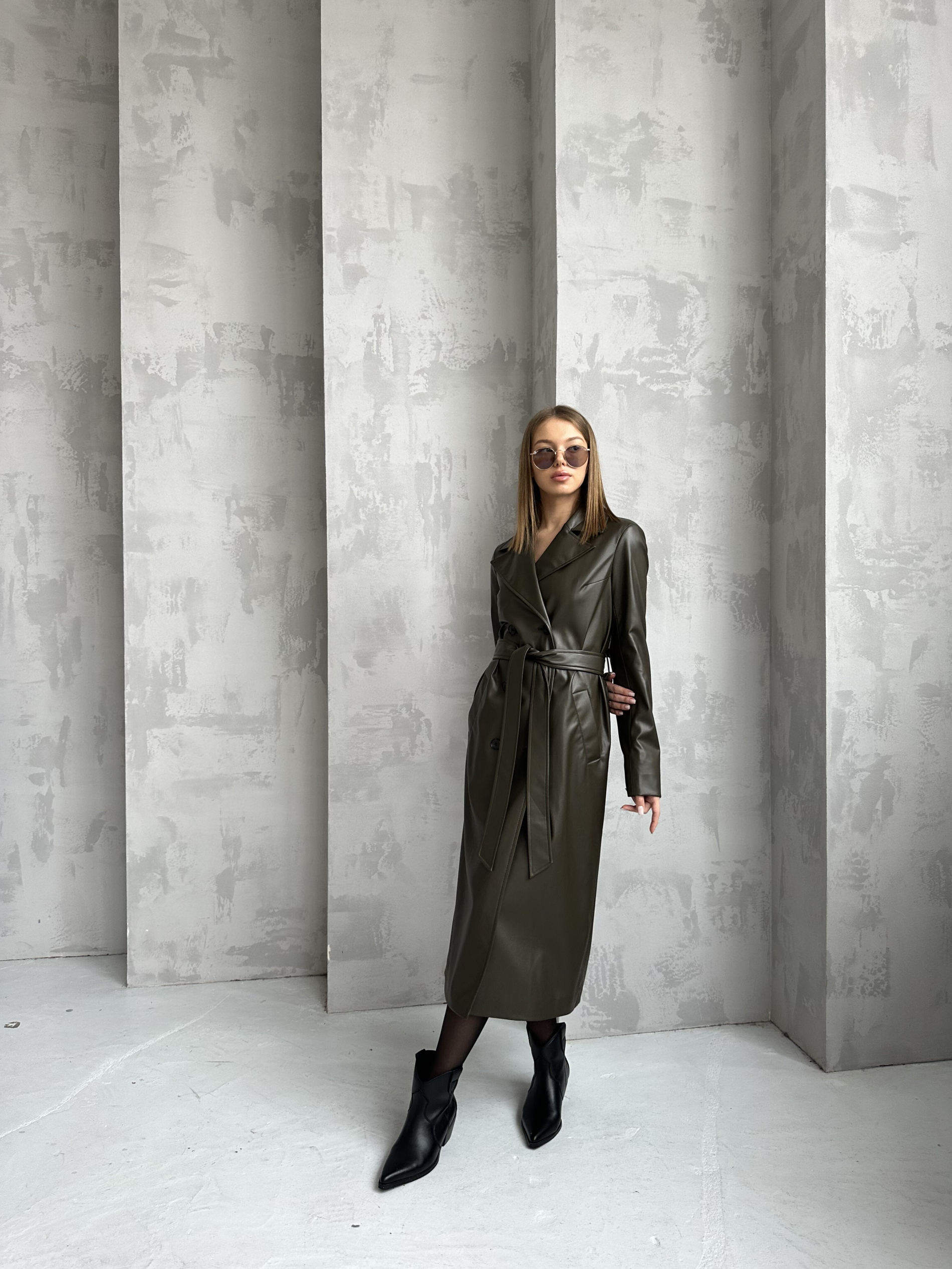 СТ. ЦЕНА 5300 руб//Плащ женский 1115 (хаки/экокожа)