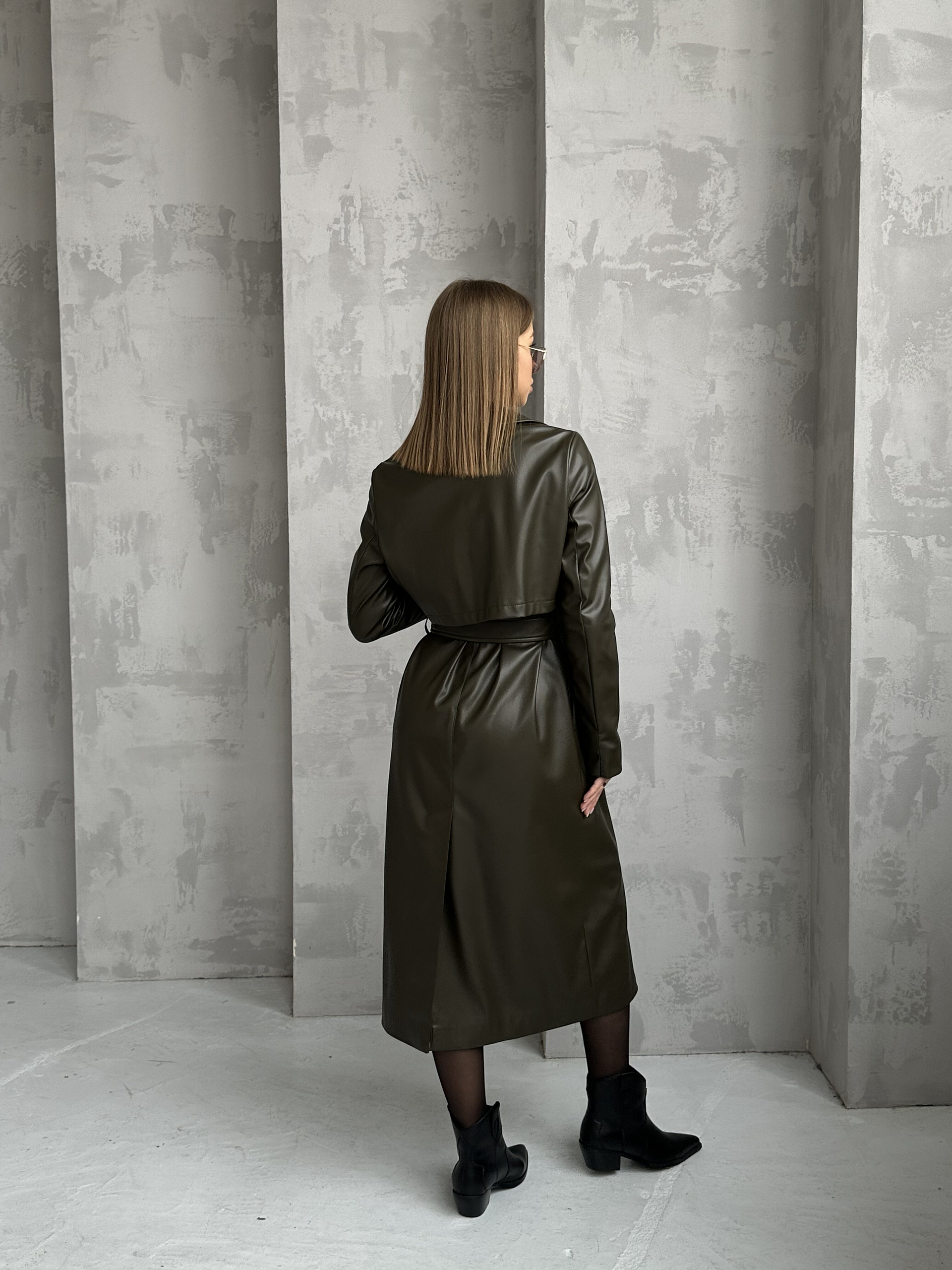 СТ. ЦЕНА 5300 руб//Плащ женский 1115 (хаки/экокожа)