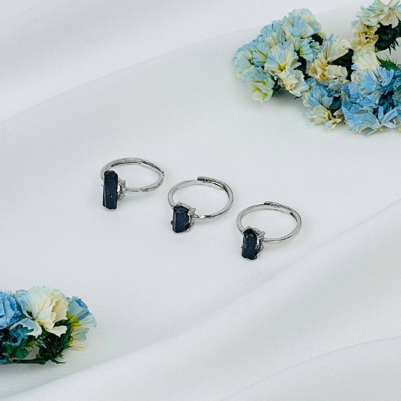 Радуга Самоцветов Кольцо регулируемое из черного Турмалина