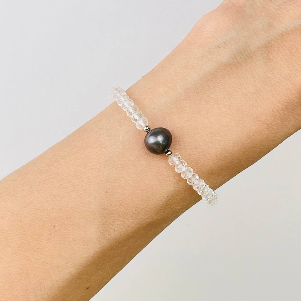 Радуга Самоцветов Браслет из Горного Хрусталя и Жемчуга