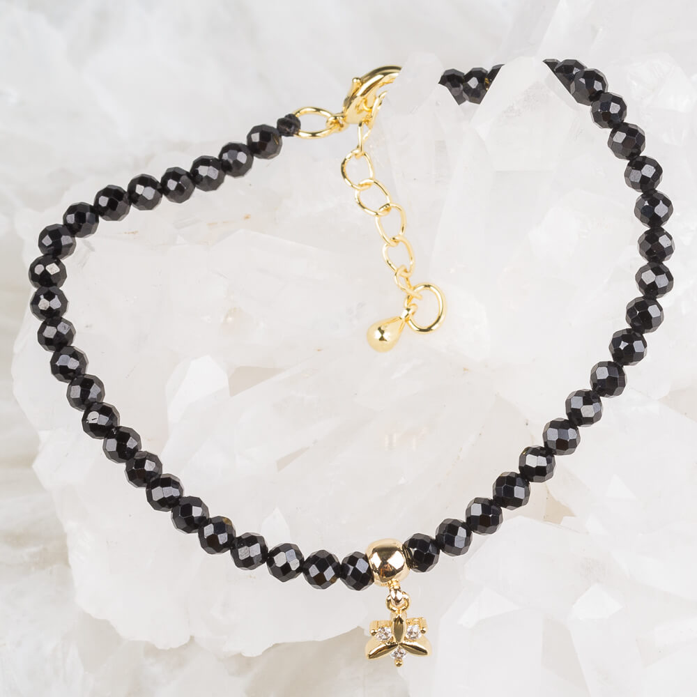 Радуга Самоцветов Браслет из Шпинели черной с подвеской