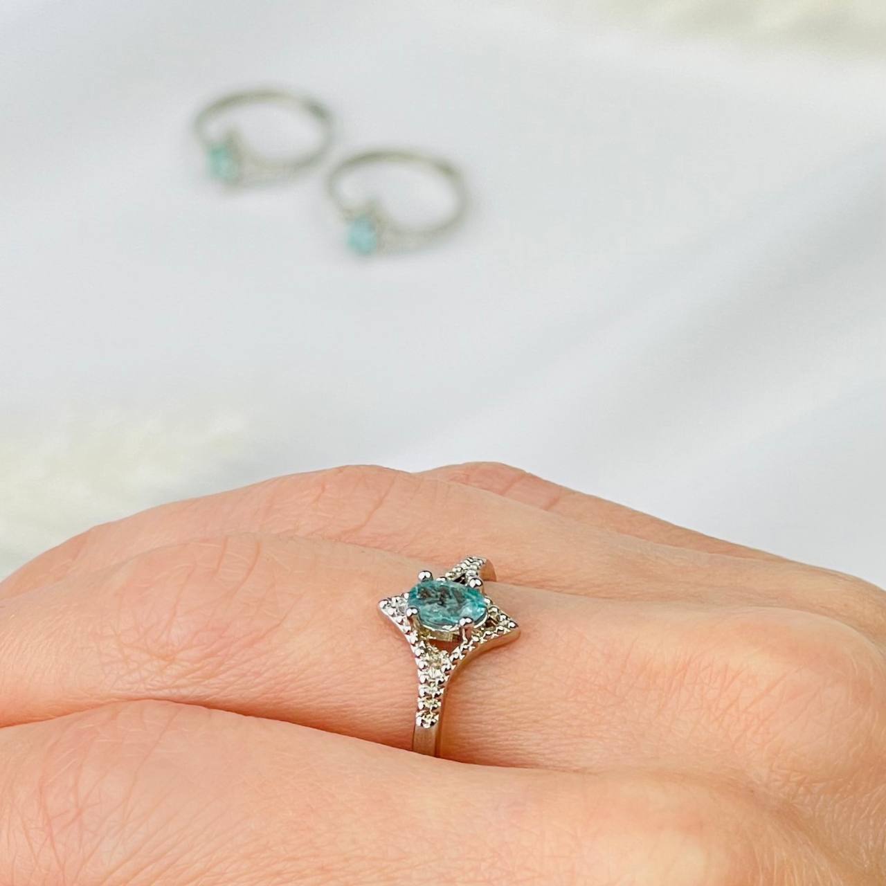 Радуга Самоцветов Кольцо регулируемое из голубого Турмалина