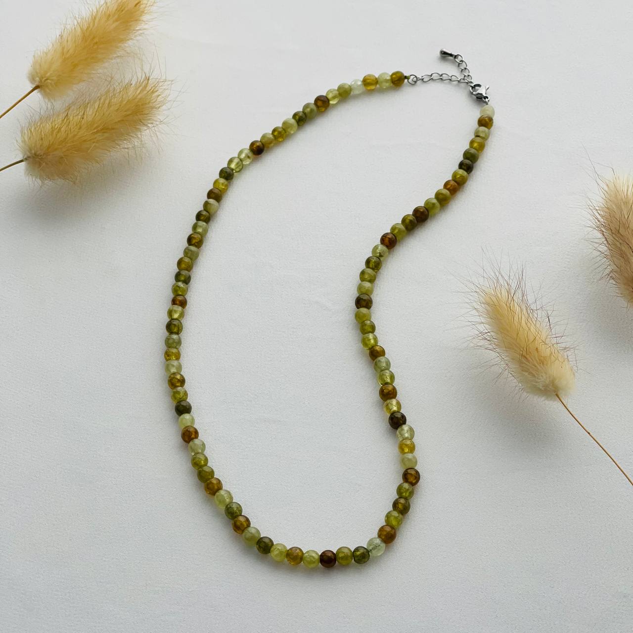 Радуга Самоцветов Колье из зеленого Граната (Гроссуляр)