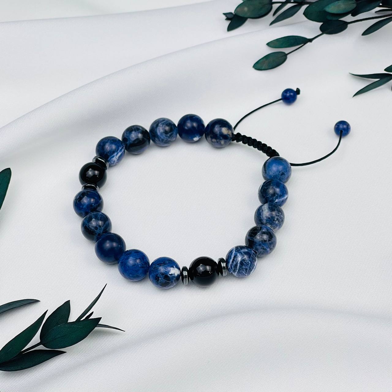 Радуга Самоцветов Браслет регулируемый из Содалита, Агата и Гематита