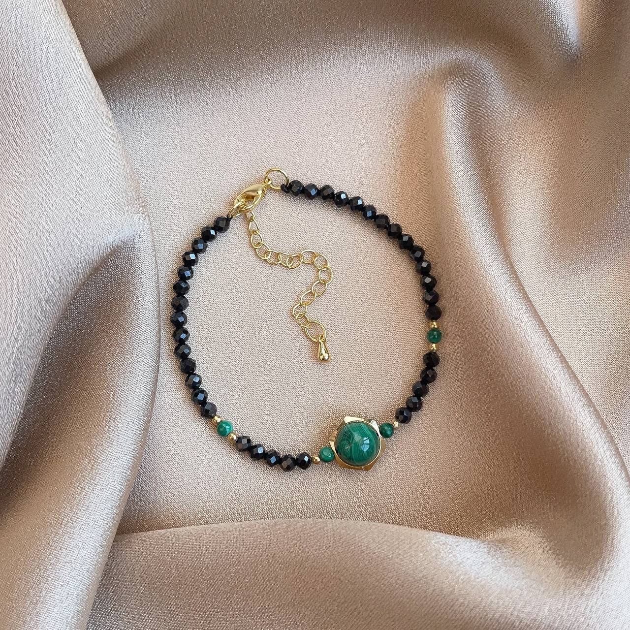 Радуга Самоцветов Браслет из Шпинели и Малахита