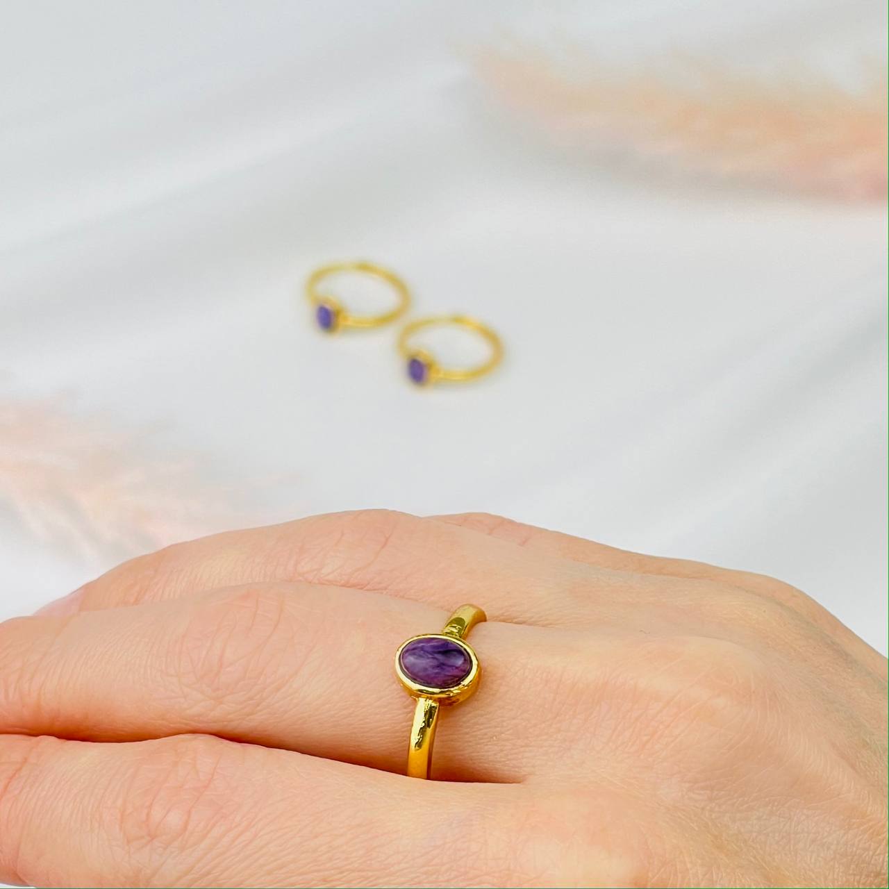 Радуга Самоцветов Кольцо регулируемое из Чароита