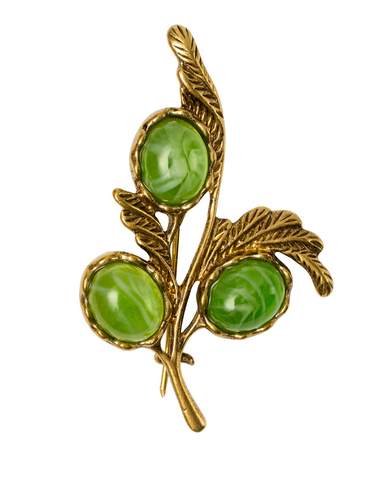 1540-З Брошь Веточка шиповника (карибский янтарь)