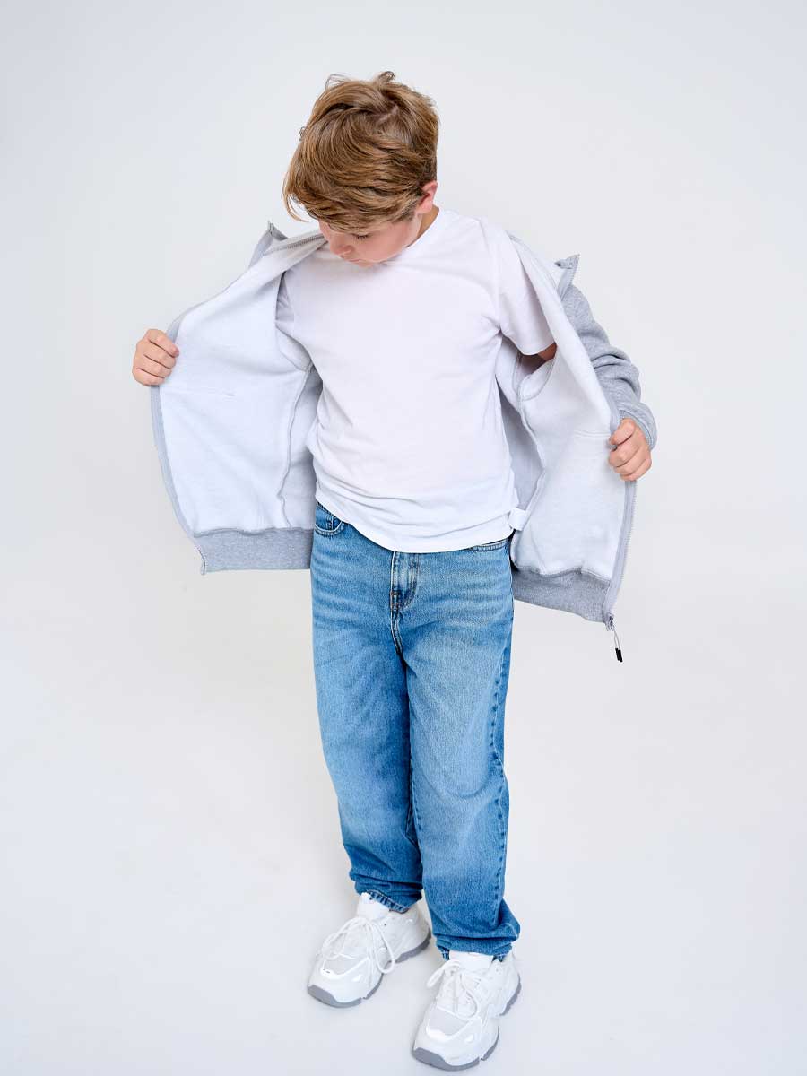 Толстовка детская 23834-449 футер серый меланж