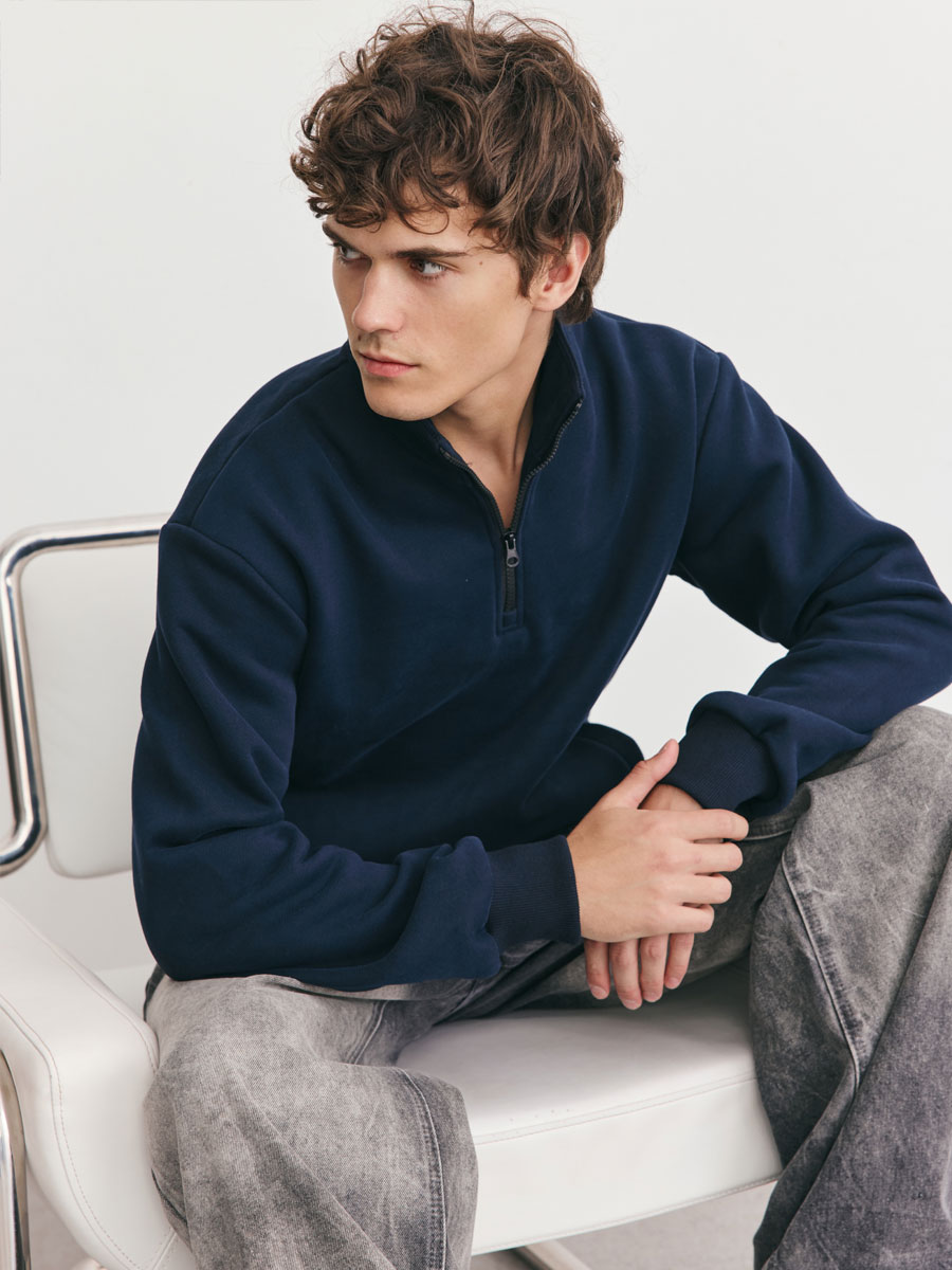 Толстовка мужская 25134-510 футер темно-синий