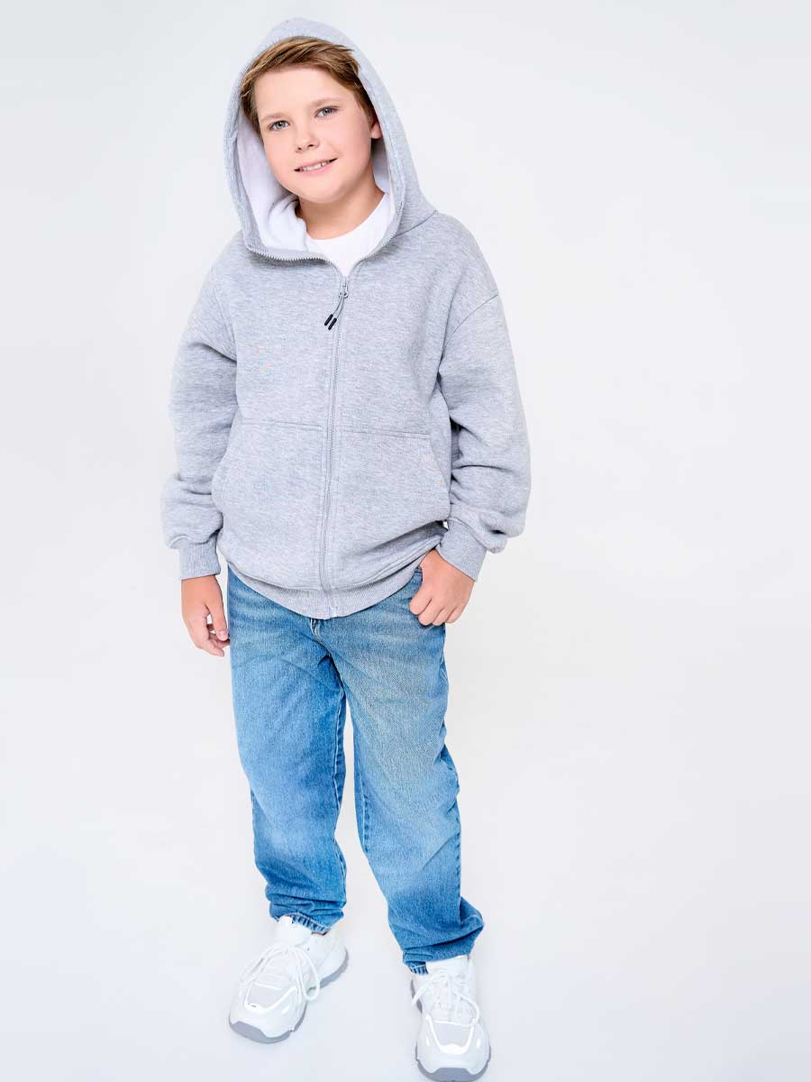 Толстовка детская 23834-449 футер серый меланж