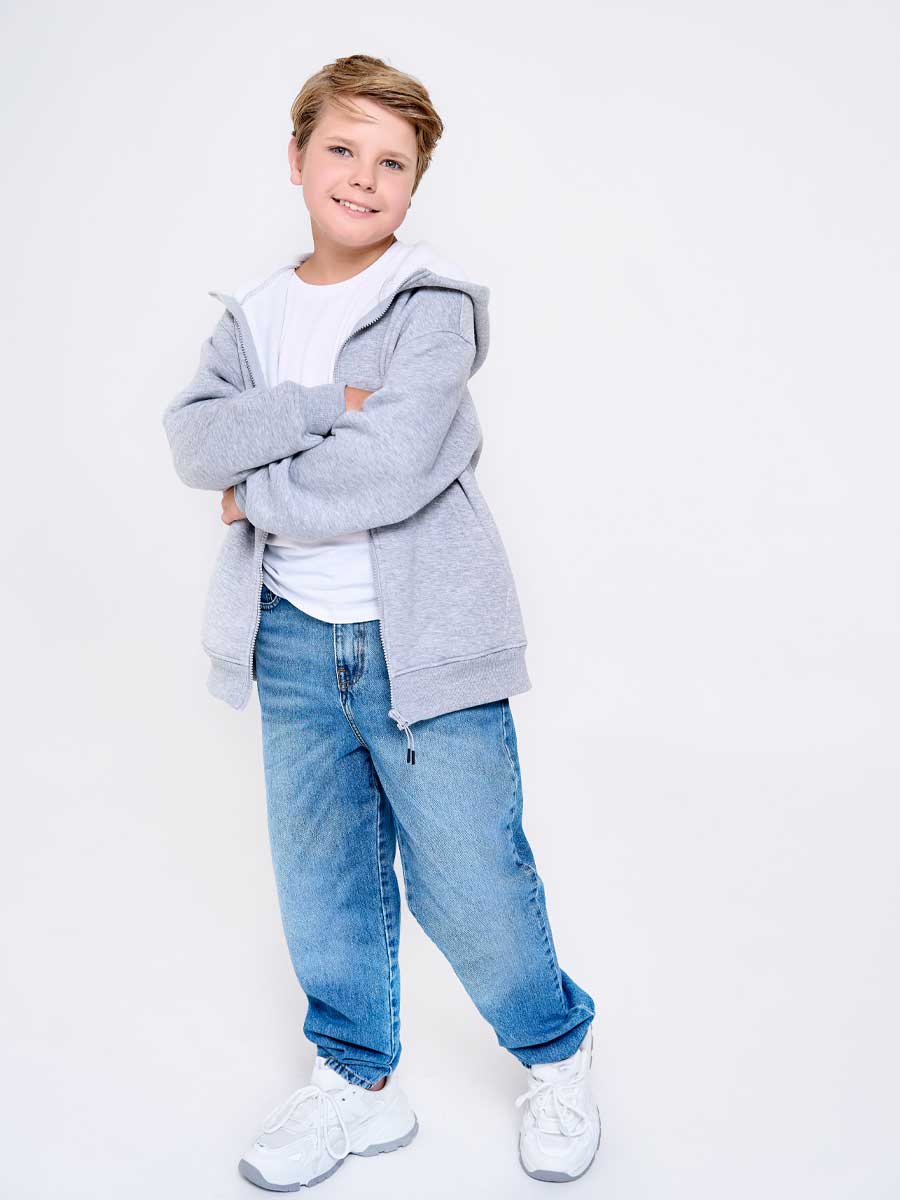 Толстовка детская 23834-449 футер серый меланж