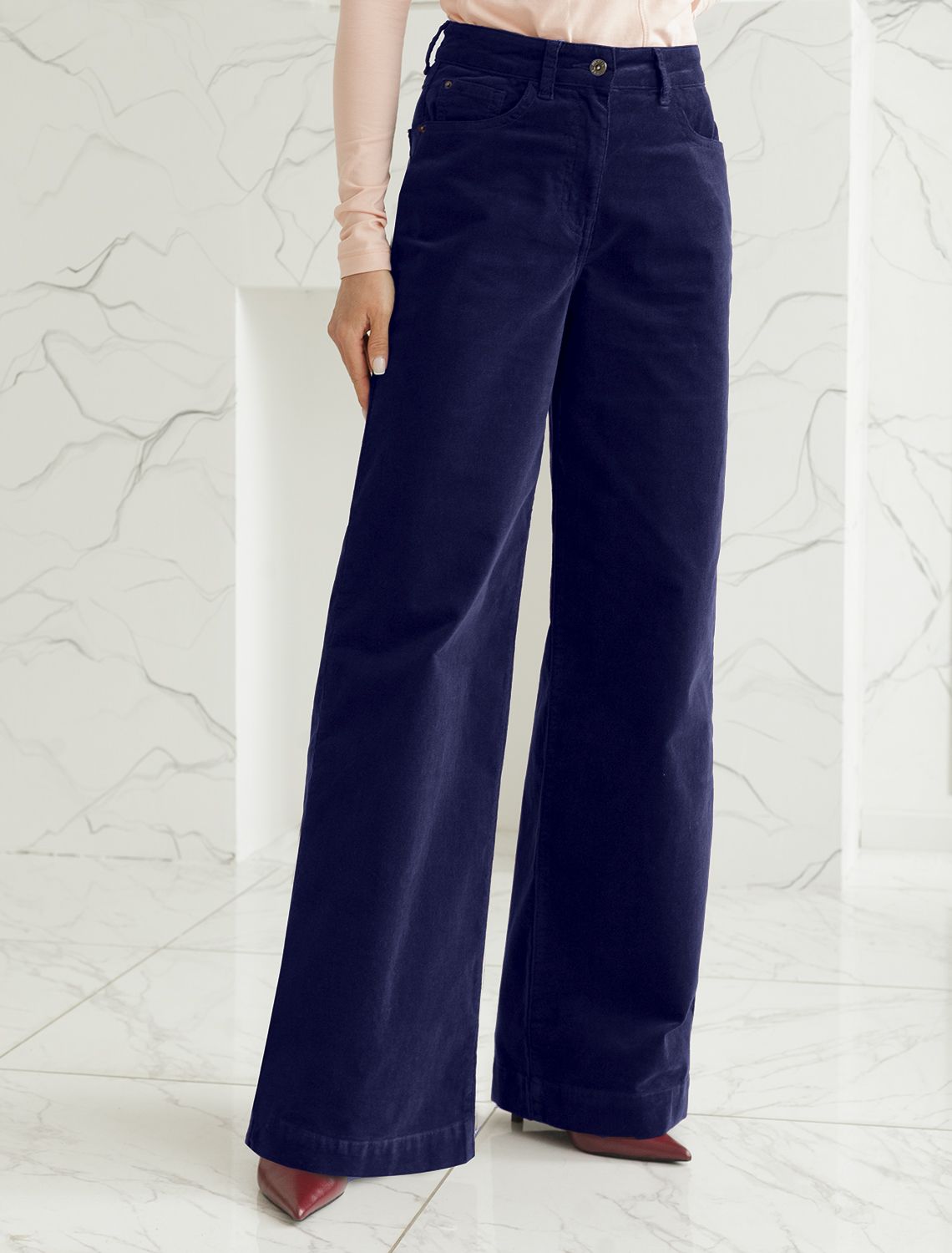 Брюки из эластичного микро-вельвета D24.278 синий