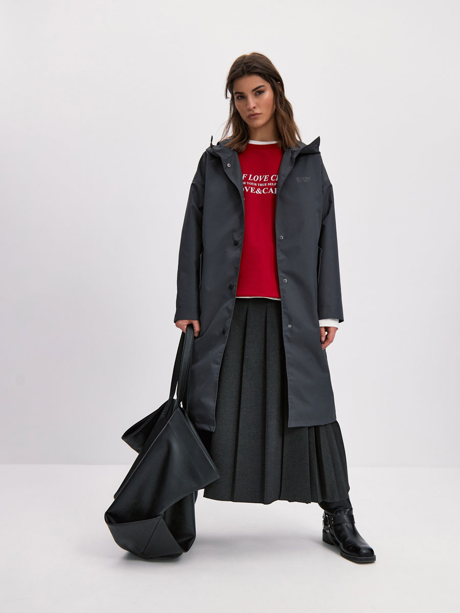 Плащ женский OVERSIZE 22271-389 темно-серый