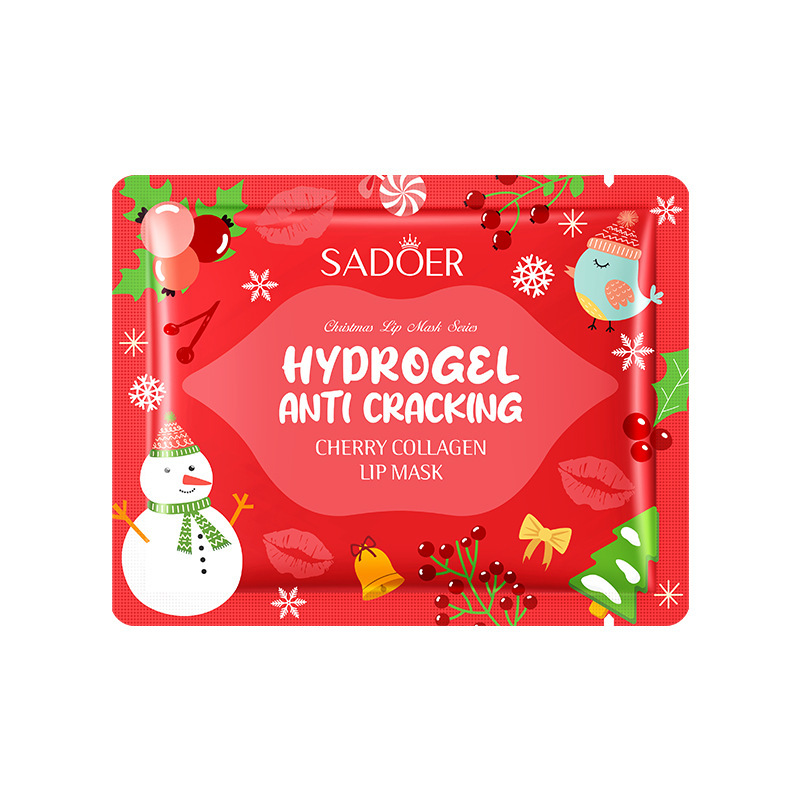 (ПРЕДЗАКАЗ) Гидрогелевые патчи для губ с вишней SADOER, 8 гр (Новогодняя серия)