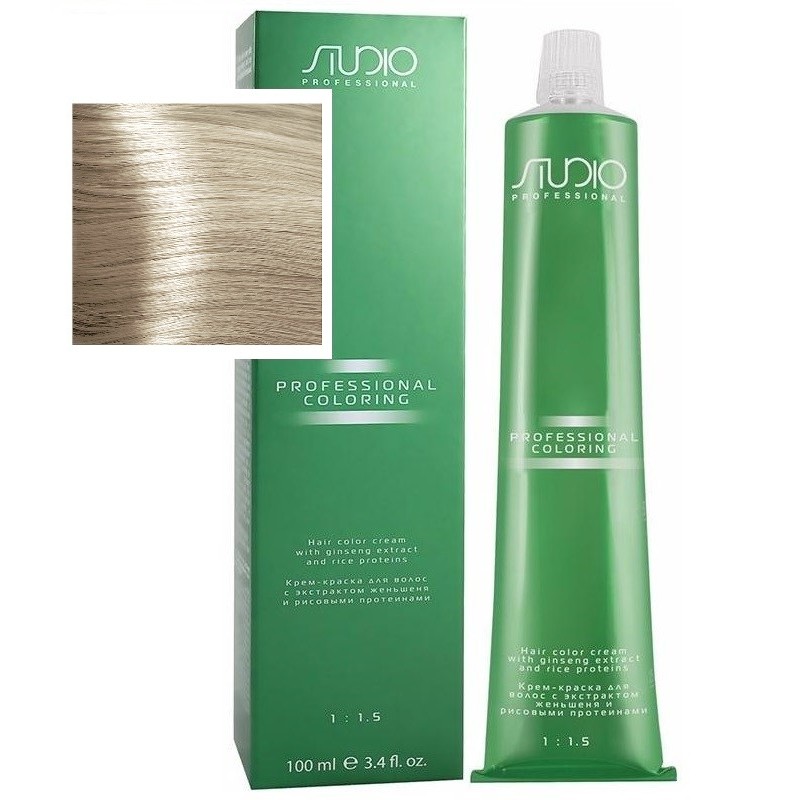 Крем-краска для волос Kapous Studio Женьшень/Рис, 901s суперосветляющий пепельный блонд, 100мл