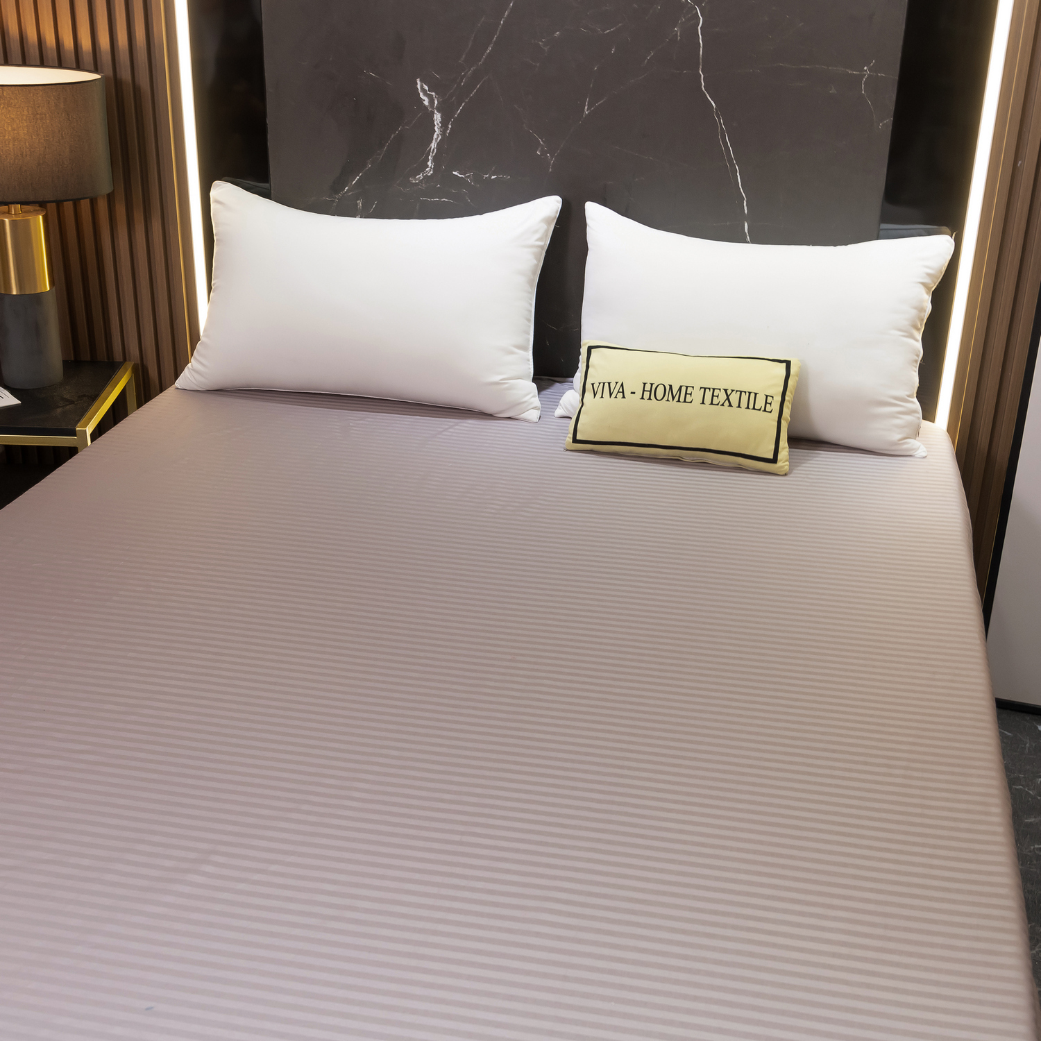 Простынь на резинке Страйп Сатин Однотонный 100% хлопок RR1CT031   160*200*30