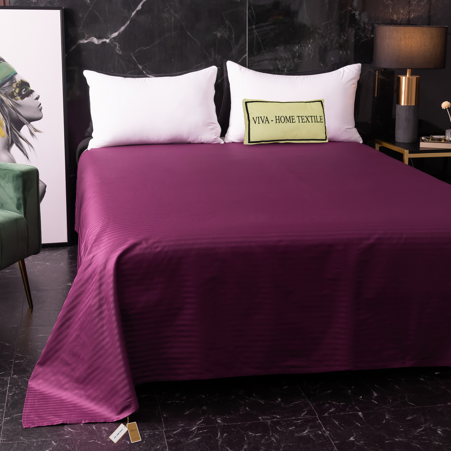 Простынь Страйп Сатин Однотонный 100% хлопок R1CT034   230*250