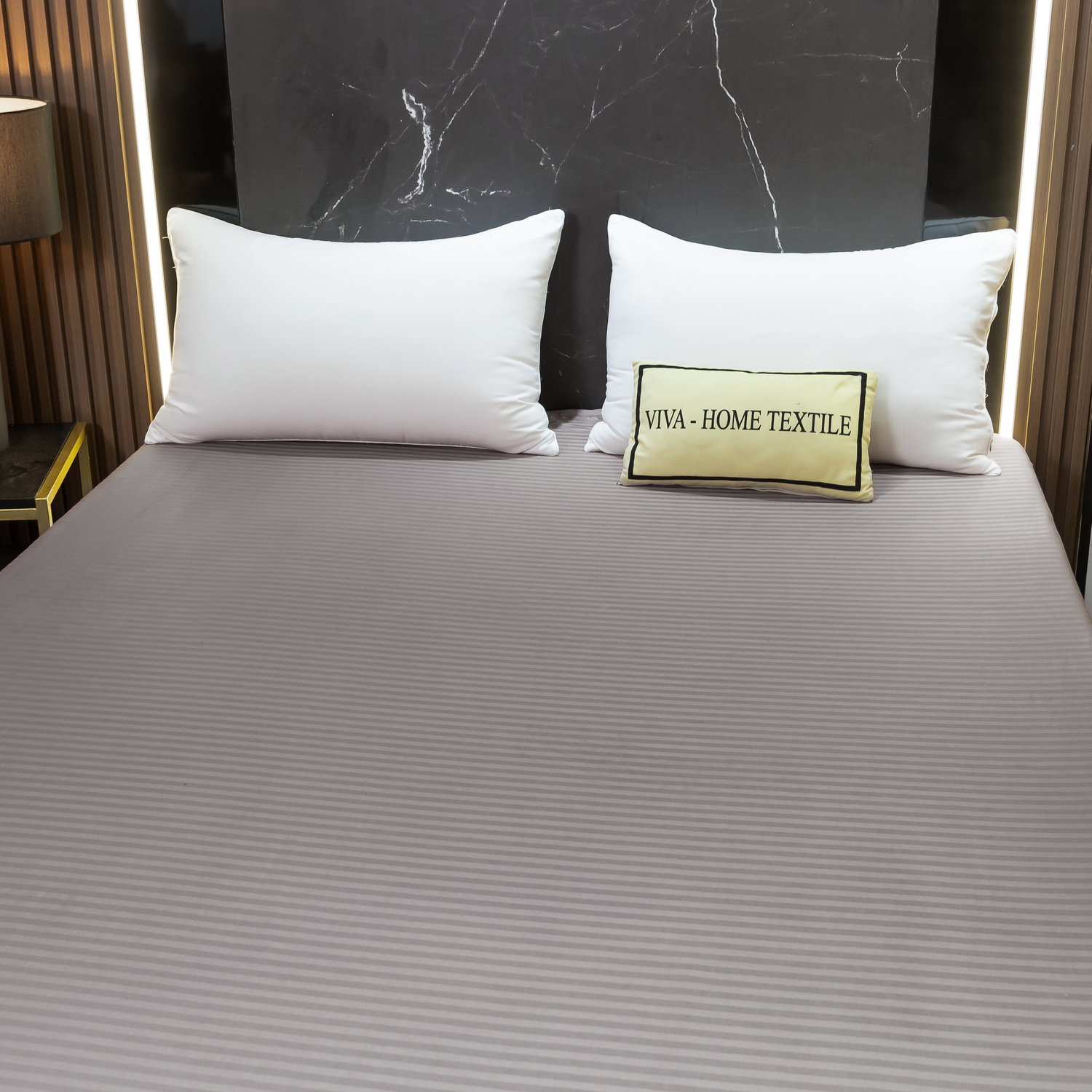 Простынь на резинке Страйп Сатин Однотонный 100% хлопок RR1CT030   160*200*30