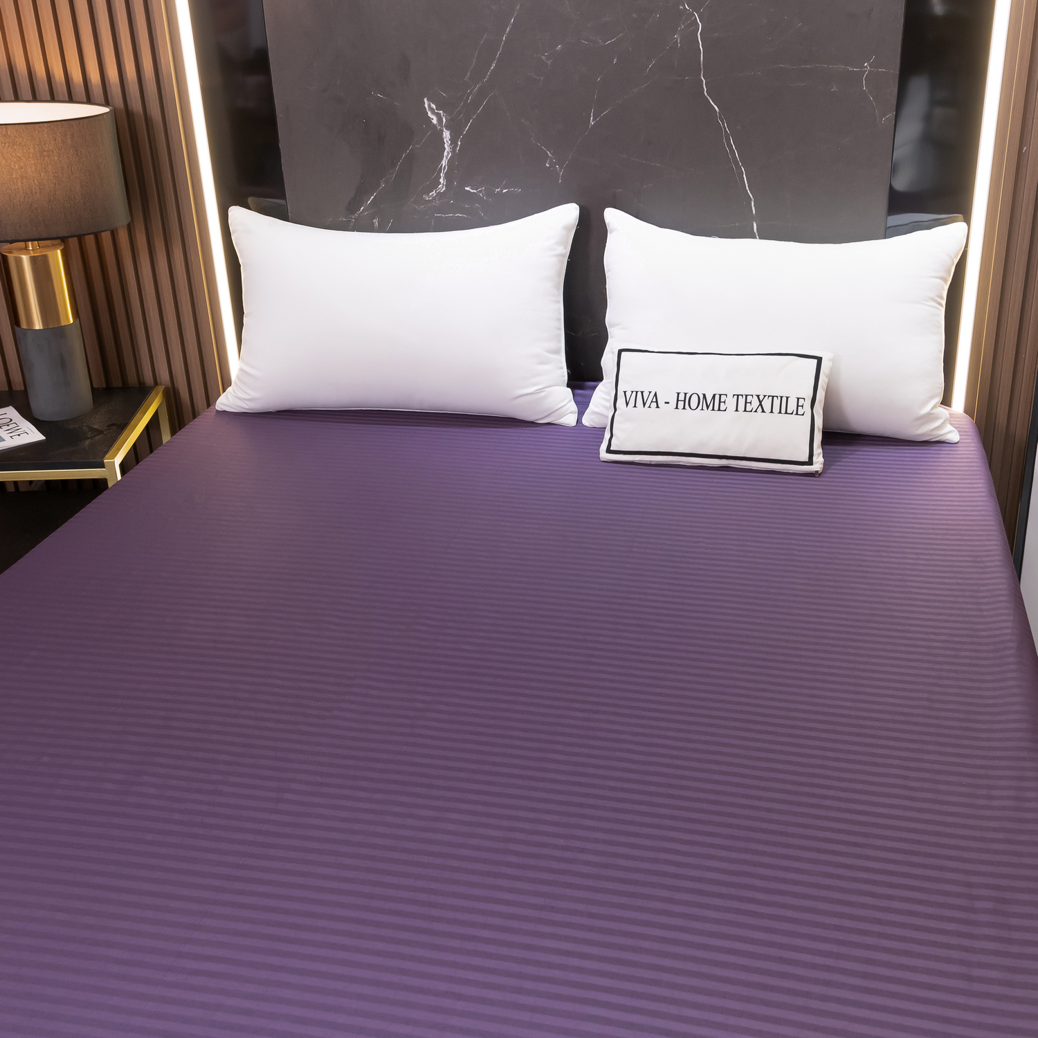 Простынь на резинке Страйп Сатин Однотонный 100% хлопок RR1CT032   160*200*30