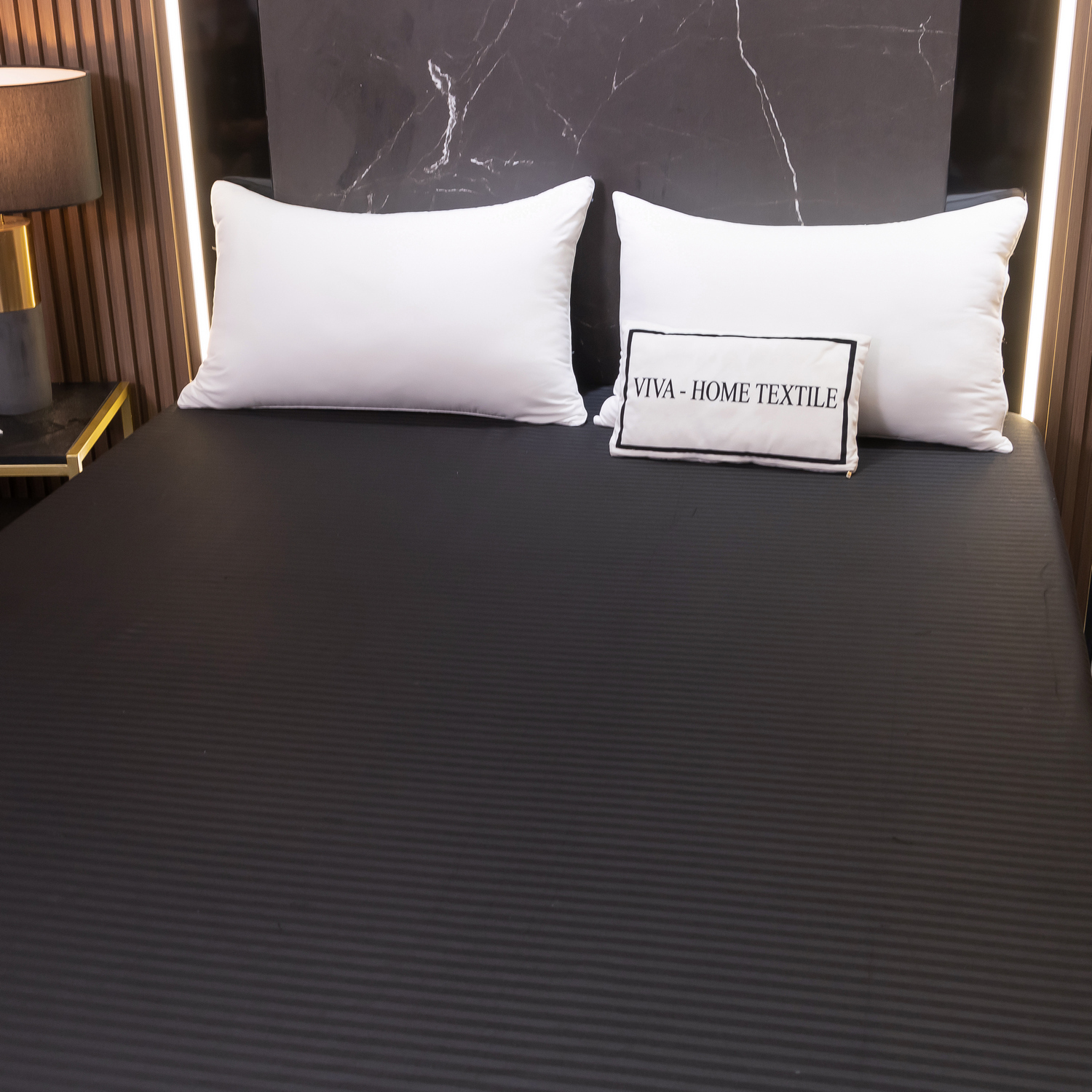 Простынь на резинке Страйп Сатин Однотонный 100% хлопок RR1CT035   160*200*30