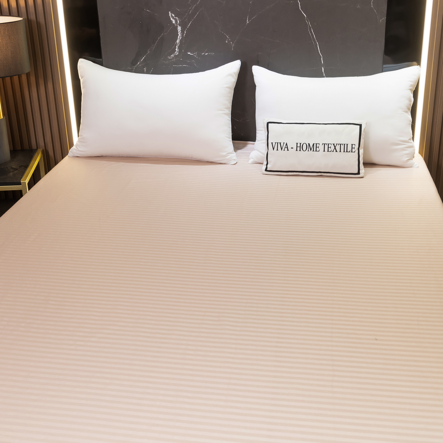 Простынь на резинке Страйп Сатин Однотонный 100% хлопок RR1CT029   160*200*30