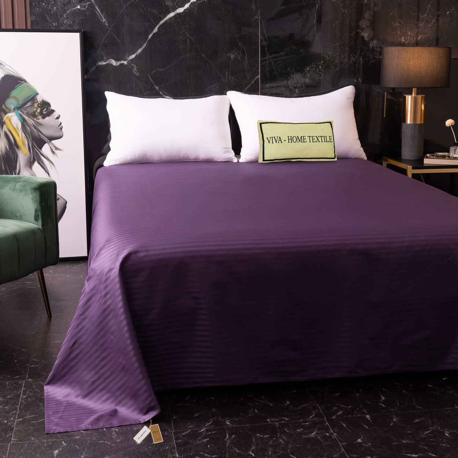 Простынь Страйп Сатин Однотонный 100% хлопок R1CT032   230*250