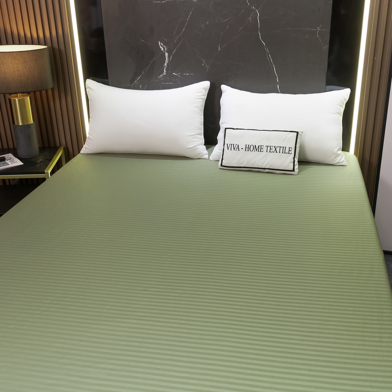 Простынь на резинке Страйп Сатин Однотонный 100% хлопок RR1CT028   160*200*30