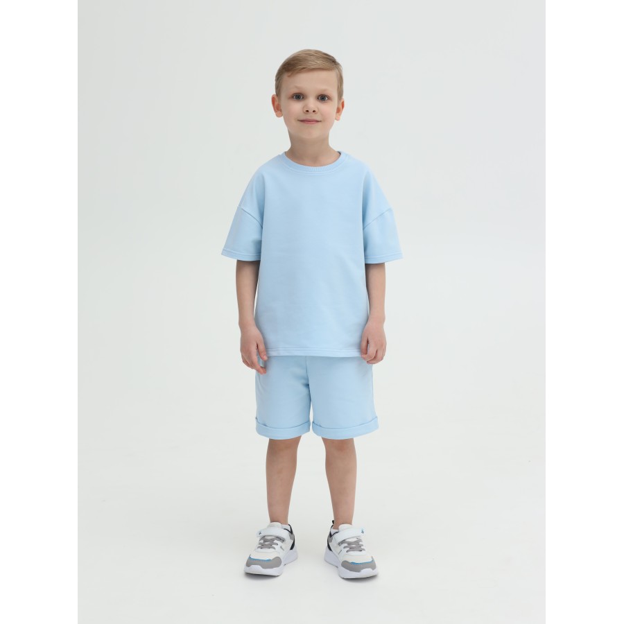 75-60 ФТ Костюм однотонный (футболка+шорты), голубой.