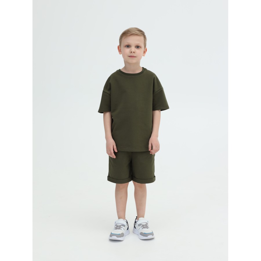 75-60 ФТ Костюм однотонный (футболка+шорты), хаки.