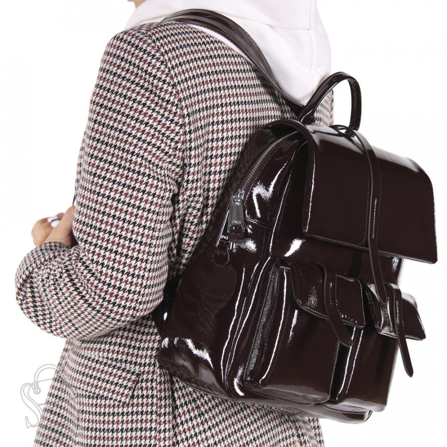 Рюкзак женский кожаный 18297-8 coffee Polina&Eiterou в Нижнем Новгороде