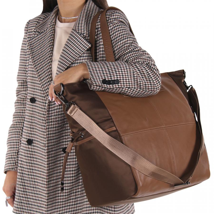 Сумка дорожная кожаная 9010W khaki Polina&Eiterou в Нижнем Новгороде