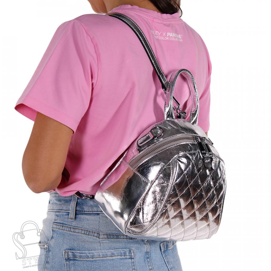 Рюкзак женский кожаный 21006 silver Polina&Eiterou/30  в Нижнем Новгороде