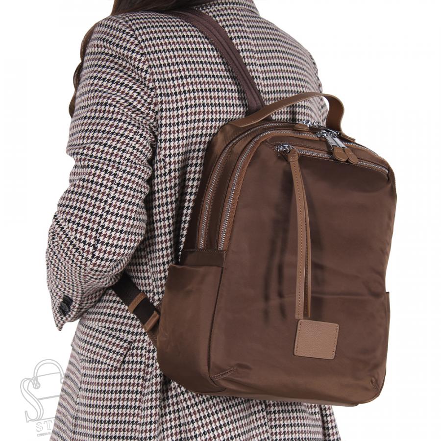 Рюкзак женский текстильный 23268 coffee Polina&Eiterou  в Нижнем Новгороде