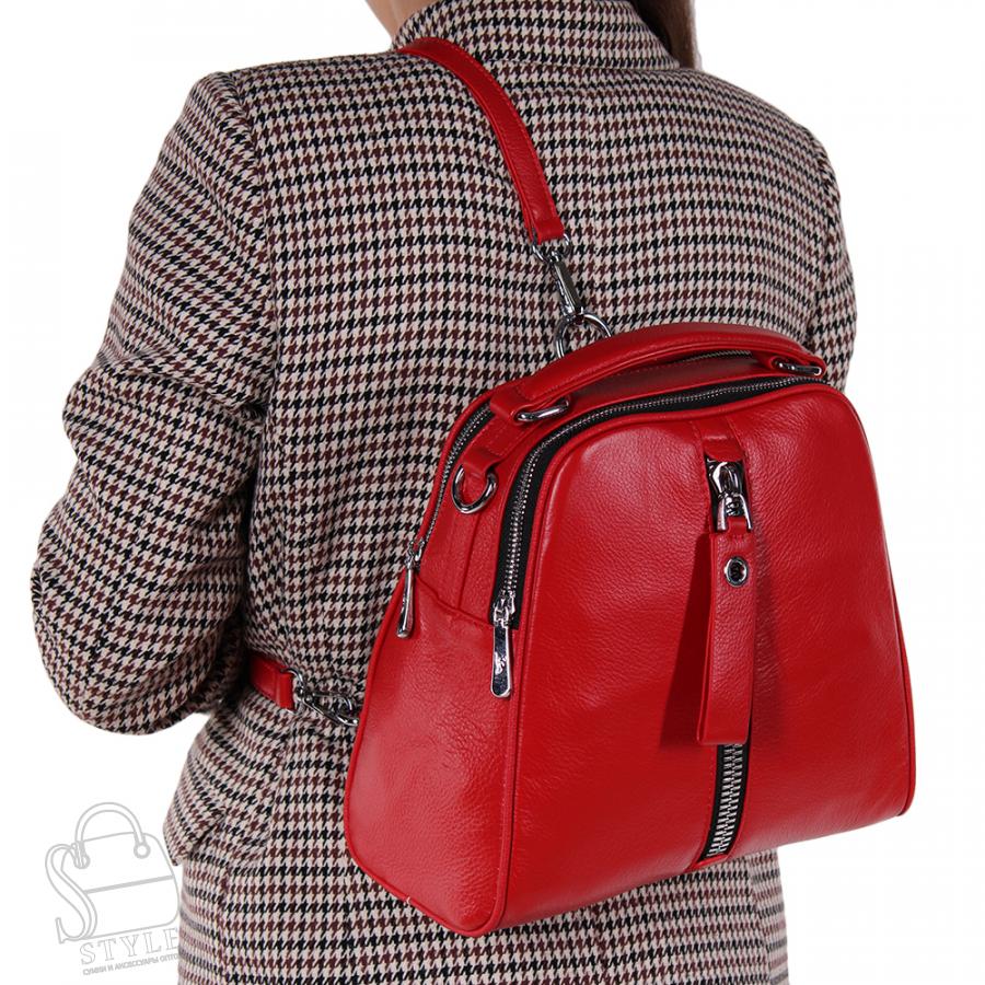 Рюкзак женский кожаный 99451 red Velina Fabbiano-Safenta/30