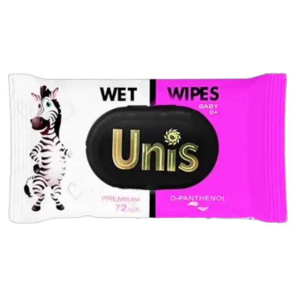 Unis Fresh Baby Влажные салфетки (72шт) для детей с Д-Пантенолом c клапаном.