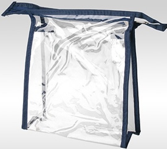 К220 Косметичка ПВХ (22*19*6) Классика стандарт прозачная, кант Синий