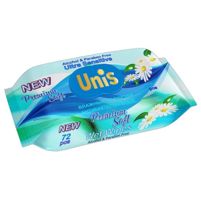 Unis Fresh Baby Влажные салфетки (72шт) универсальные с экст.Ромашки c клапаном.