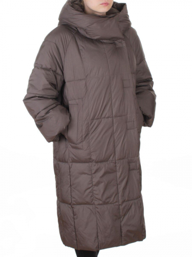 8892 GRAY/BROWN Пальто зимнее женское (200 гр. холлофайбер)