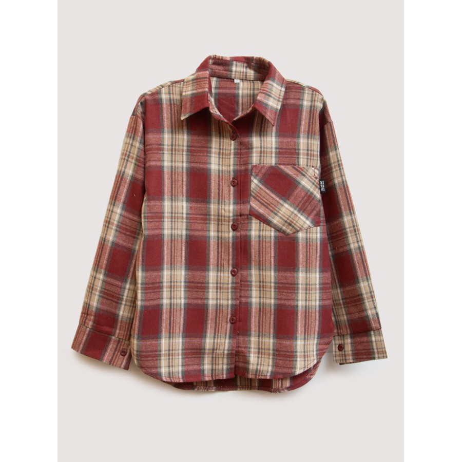 ..011 Рубашка в клетку НАБОР 4 ШТУК, Красная клетка (цена указана за 1 штуку).